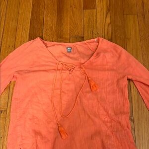Coral Long Sleeve Top with Tassels